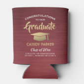 Gefeliciteerd Afstuderen geborsteld Burgundy Gold  Blikjeskoeler (Achterkant)