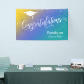 Gefeliciteerd Afstuderen Geel Blauw Blauwgroen Omb Spandoek (Beurs)