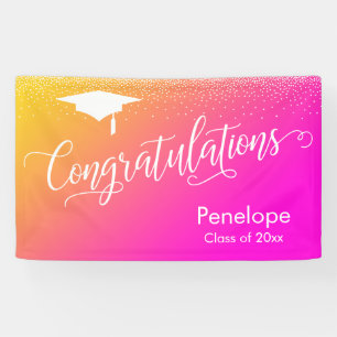 Gefeliciteerd Afstuderen Geel Roze Gradiënt Spandoek