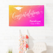 Gefeliciteerd Afstuderen geel roze verloop Spandoek (Insitu)