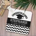 Gefeliciteerd Afstuderen - Gepersonaliseerd Afstud Sleutelhanger<br><div class="desc">Voeg 2020,  2021 of elk jaar toe om dit whimsical-ontwerp te personaliseren. Dit kan worden gebruikt voor elke afstuderen school,  hogeschool,  afstudeerder school,  geneesschool of zelfs handelsschool.</div>