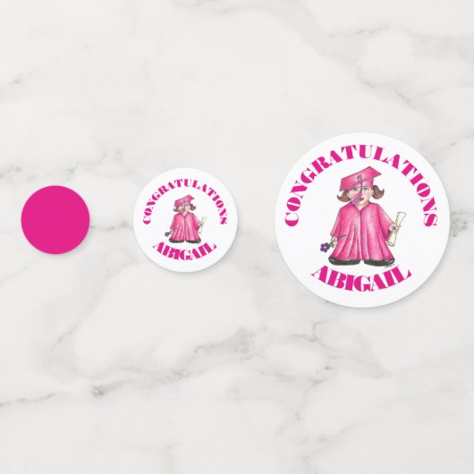 Gefeliciteerd Afstuderen Girl Afstuderen Pet Gown Confetti (Achterkanten)