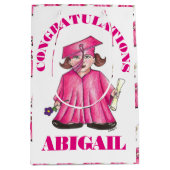 Gefeliciteerd Afstuderen Girl Afstuderen Pet Gown Medium Cadeauzakje (Voorkant)