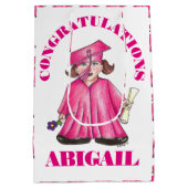 Gefeliciteerd Afstuderen Girl Afstuderen Pet Gown Medium Cadeauzakje (Achterkant)