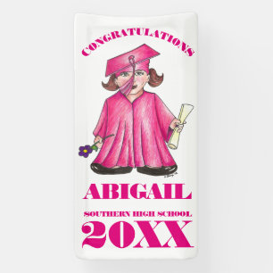 Gefeliciteerd Afstuderen Girl Afstuderen Pet Gown Spandoek