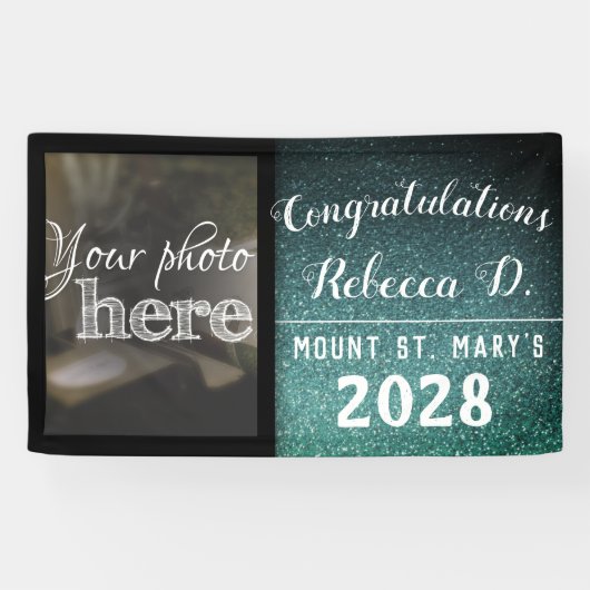 Gefeliciteerd Afstuderen Glitter Elegant Modern Bl Spandoek (Horizontaal)