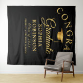 Gefeliciteerd Afstuderen Gold Black Graduation Par Wandkleed (In Situ (horizontaal))