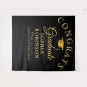 Gefeliciteerd Afstuderen Gold Black Graduation Par Wandkleed (Voorkant (horizontaal))