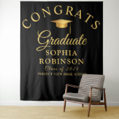 Gefeliciteerd Afstuderen Gold Black Graduation Par Wandkleed (In situ)