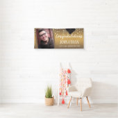 Gefeliciteerd Afstuderen Gold Confetti Foto Spandoek (Insitu)