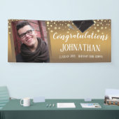 Gefeliciteerd Afstuderen Gold Confetti Foto Spandoek (Beurs)
