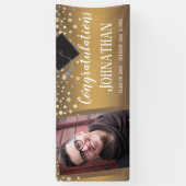 Gefeliciteerd Afstuderen Gold Confetti Foto Spandoek (Verticaal)