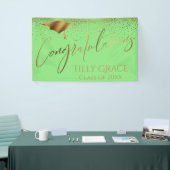 Gefeliciteerd Afstuderen Gold Confetti Light Green Spandoek (Beurs)