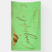 Gefeliciteerd Afstuderen Gold Confetti Light Green Spandoek (Verticaal)