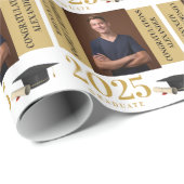 Gefeliciteerd Afstuderen Gold en zwarte foto Cadeaupapier (Rol Hoek)