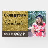 Gefeliciteerd Afstuderen Gold Glitter Spandoek (Horizontaal)