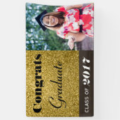 Gefeliciteerd Afstuderen Gold Glitter Spandoek (Verticaal)