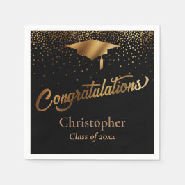 Gefeliciteerd, Afstuderen, Gold-klasse op zwart Servet