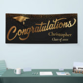 Gefeliciteerd, Afstuderen, Gold-klasse op zwart Spandoek (Beurs)
