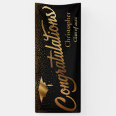 Gefeliciteerd, Afstuderen, Gold-klasse op zwart Spandoek (Verticaal)