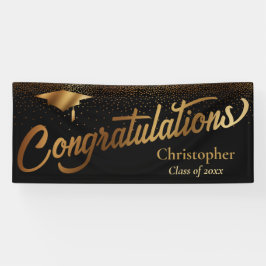 Gefeliciteerd, Afstuderen, Gold-klasse op zwart Spandoek