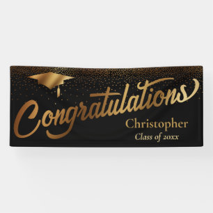 Gefeliciteerd, Afstuderen, Gold-klasse op zwart Spandoek
