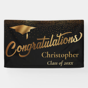 Gefeliciteerd, Afstuderen, Gold-klasse op zwart Spandoek