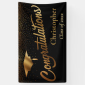 Gefeliciteerd, Afstuderen, Gold-klasse op zwart Spandoek (Verticaal)