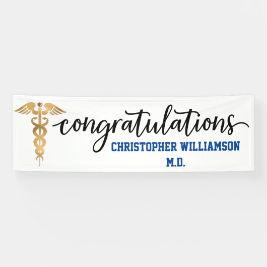 Gefeliciteerd Afstuderen Gold Medical Doctor Spandoek (Horizontaal)
