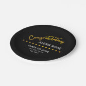 Gefeliciteerd Afstuderen Gold Script Black Papieren Bordje (Gekanteld)