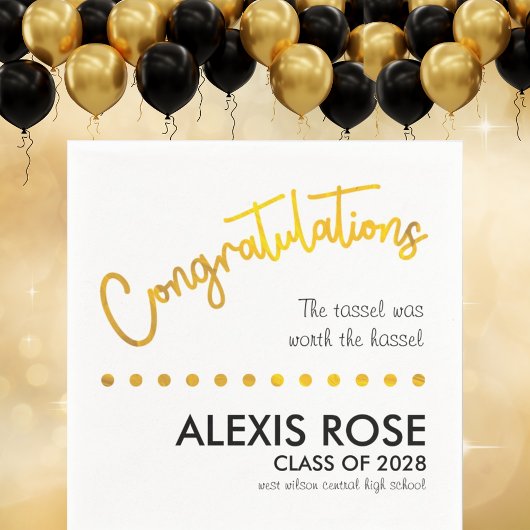 Gefeliciteerd Afstuderen Gold Script Paper Napkin Servet