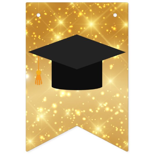 Gefeliciteerd Afstuderen Gold Sparkle Afstuderen Vlaggetjes (Eerste vlag)