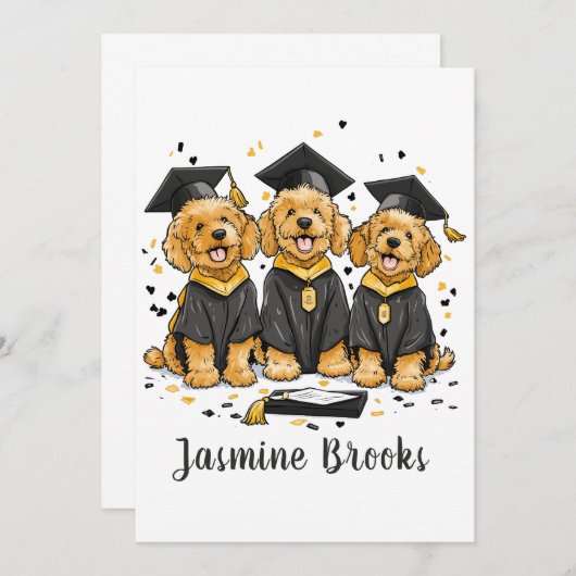 Gefeliciteerd Afstuderen Goldendoodle Dogs Aankondiging (Voorkant / Achterkant)