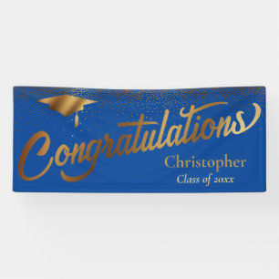 Gefeliciteerd Afstuderen, Goud op Blauw Spandoek