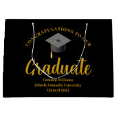 Gefeliciteerd Afstuderen Goud Zwart Chic Custom Groot Cadeauzakje (Voorkant)