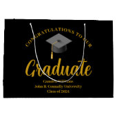 Gefeliciteerd Afstuderen Goud Zwart Chic Custom Groot Cadeauzakje (Achterkant)