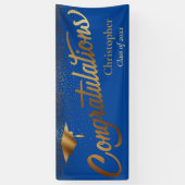 Gefeliciteerd, Afstuderen, Goudklasse op Blauw Spandoek (Verticaal)