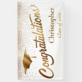 Gefeliciteerd, Afstuderen, Goudklasse op Wit Spandoek (Verticaal)