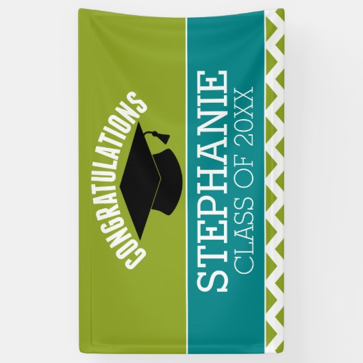 Gefeliciteerd Afstuderen - Graduatie Cap en Tekst Spandoek (Verticaal)