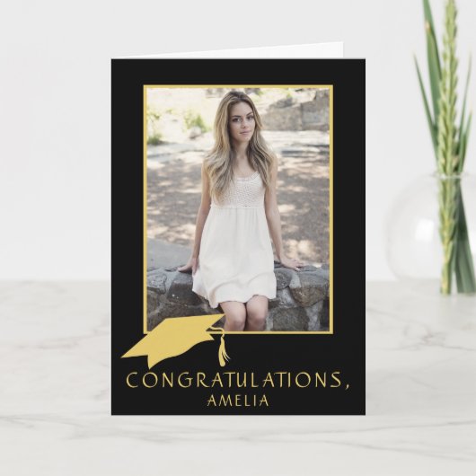 Gefeliciteerd Afstuderen Graduation Cap Foto Kaart (Voorkant)