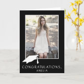 Gefeliciteerd Afstuderen Graduation Cap Foto Kaart (Gele Bloem)