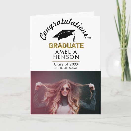 Gefeliciteerd Afstuderen Graduation Cap Foto Kaart (Voorkant)