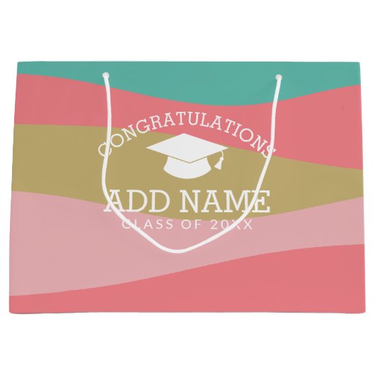 Gefeliciteerd Afstuderen Graduation Cap Modern Groot Cadeauzakje (Voorkant)