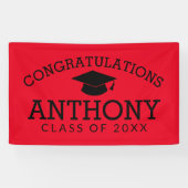 Gefeliciteerd Afstuderen Graduation Cap red black Spandoek (Horizontaal)