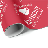 Gefeliciteerd Afstuderen Gradup rood wit Cadeaupapier (Rol Hoek)