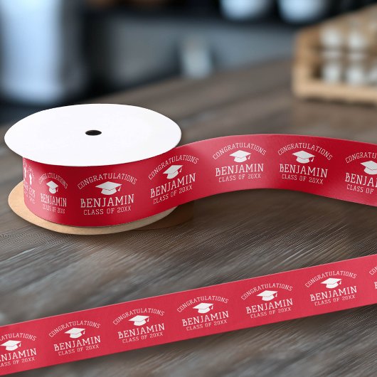 Gefeliciteerd Afstuderen Gradup rood wit Satijnen Lint