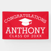 Gefeliciteerd Afstuderen Gradup rood wit Spandoek (Horizontaal)