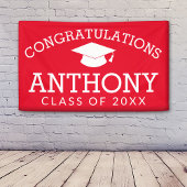 Gefeliciteerd Afstuderen Gradup rood wit Spandoek