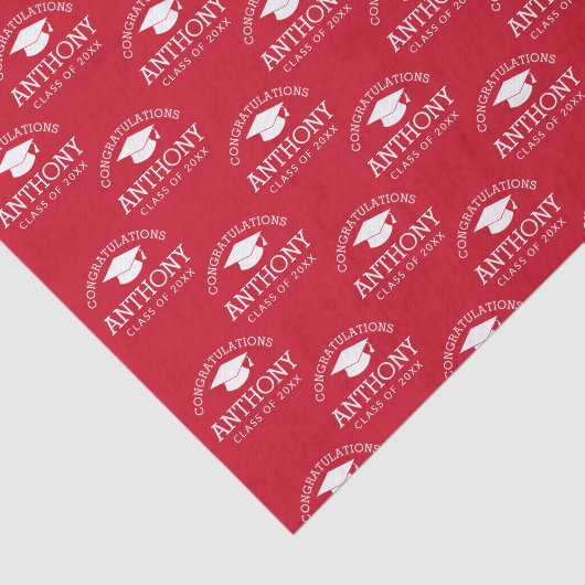 Gefeliciteerd Afstuderen Gradup rood wit Tissuepapier (Detail)
