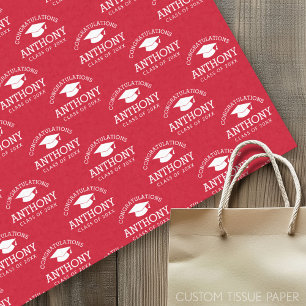 Gefeliciteerd Afstuderen Gradup rood wit Tissuepapier